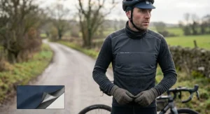 Thermal winter cycling base layer featuring a windproof chest panel for blustery winter commutes.