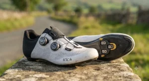 An endurance-focused model from the best SPD-SL shoes range, showing breathable mesh for long British summer rides.