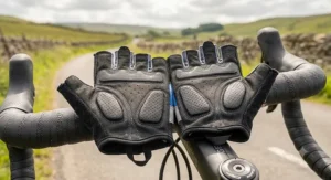 Fingerless summer cycling gloves with shock-absorbing gel padded palms for handlebar comfort