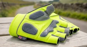 High-visibility neon yellow summer cycling gloves with reflective details for UK road safety