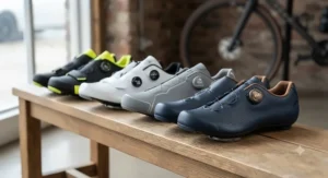 Selection of wide-fit BOA dial road cycling shoes providing enhanced comfort for long-distance endurance training.
