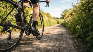 Breathable mesh women's road cycling shoes worn on a warm summer training ride in the lanes