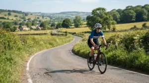 Cyclist enjoying a scenic countryside weekend spin using SPD-SL cleats for knee comfort