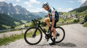Checking foot stance width and SPD-SL cleats for knee comfort before a club ride