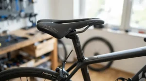 Close-up of road bike saddles featuring an ergonomic cutout for pressure relief during intense climbs